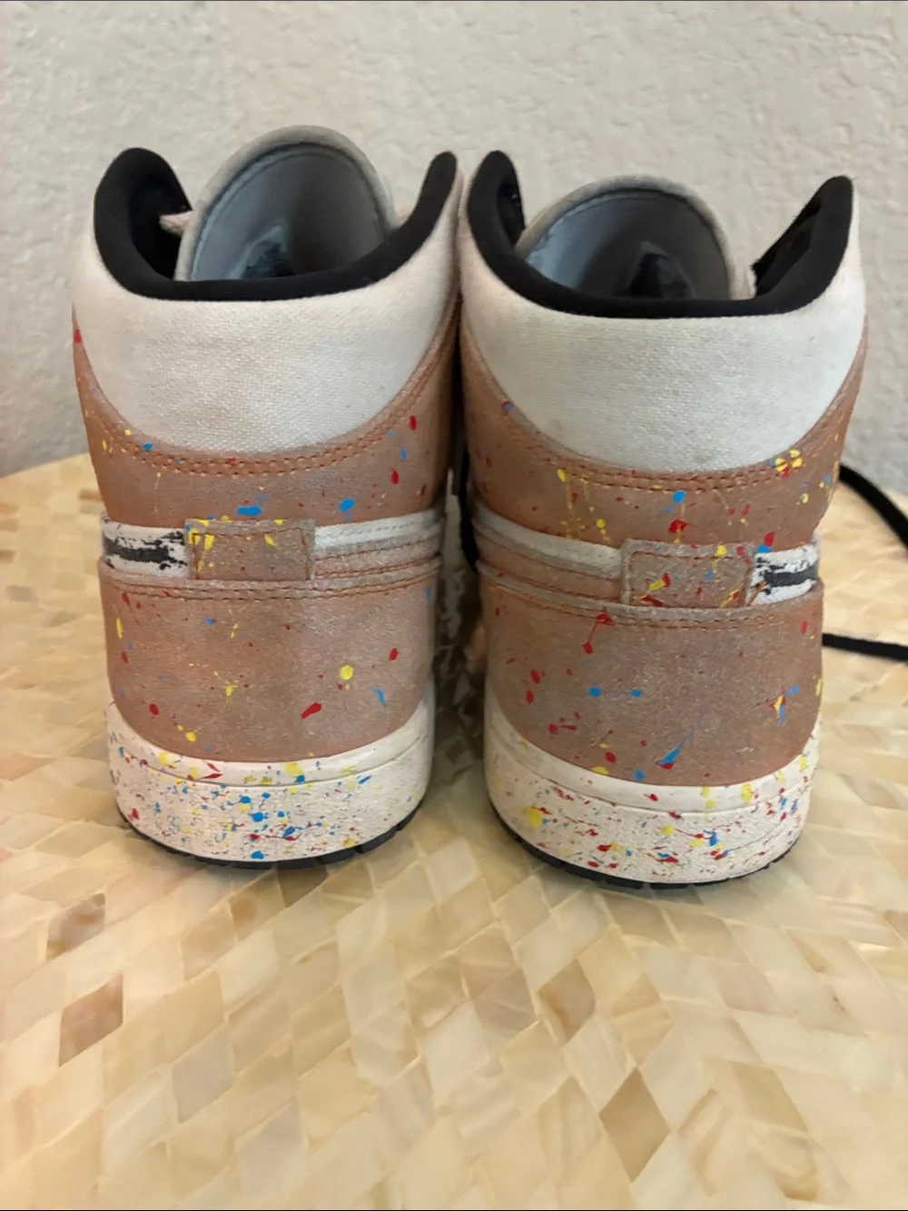 Nike Air Jordan 1 Mid - Brown, White, Black, Multicolor Splatter size 12